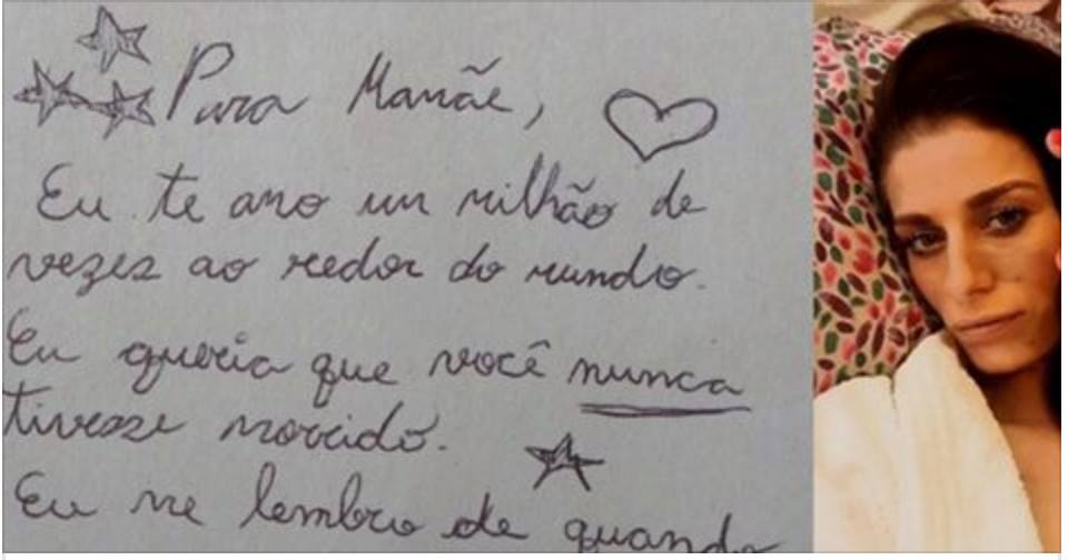 Menino de 8 anos escreve carta para mãe assassinada.